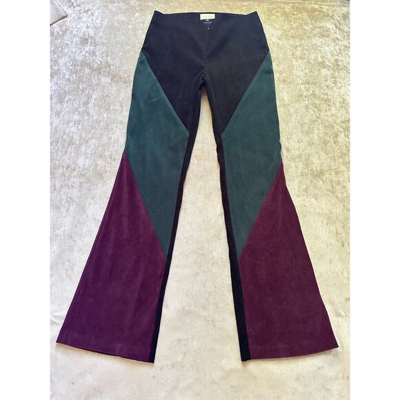 Cache micro Suede Pants black green maroon retro quilt formal party Y2K rare - Picture 3 of 16
